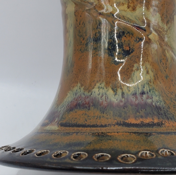 Burb Land Pottery Trumpet Vase Earring Holder Jewelry Organizer Signed 4" H Deco - Picture 13 of 15